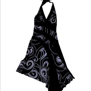 Vintage Rampage dress. Black and white patterned. Asymmetrical design. SM or M